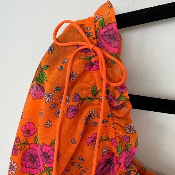 For Love & Lemons Peony Smocked Cropped Blouse Size Small - Picture 7 of 8